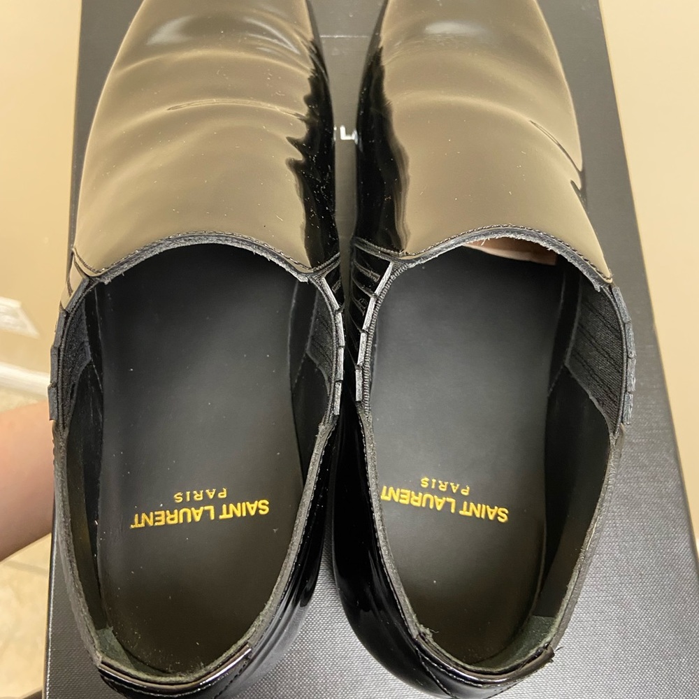 SAINT LAURENT CONNOR PATENT LEATHER CHELSEA LOAFERS - Picture 9 of 12